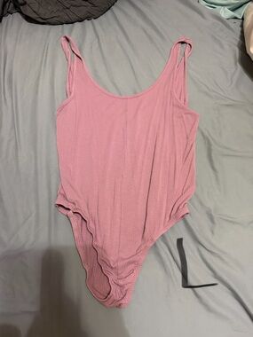 T.J.Maxx Ribbed Pink Scoop-Neck Bodysuit